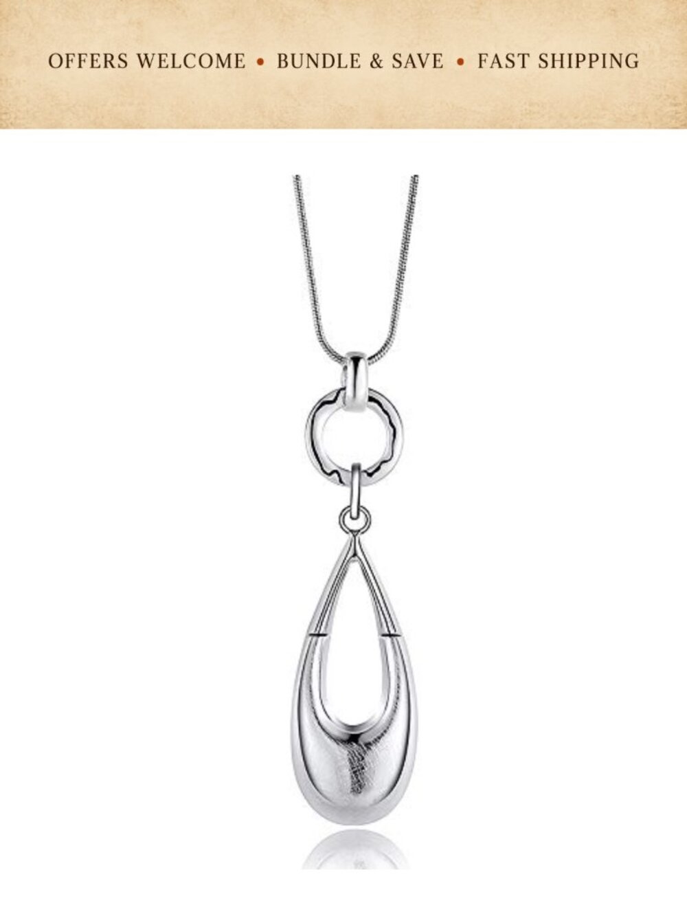 Silver Plated Waterdrop Pendant Y Necklace Long Layered Statement Bohemian Chain